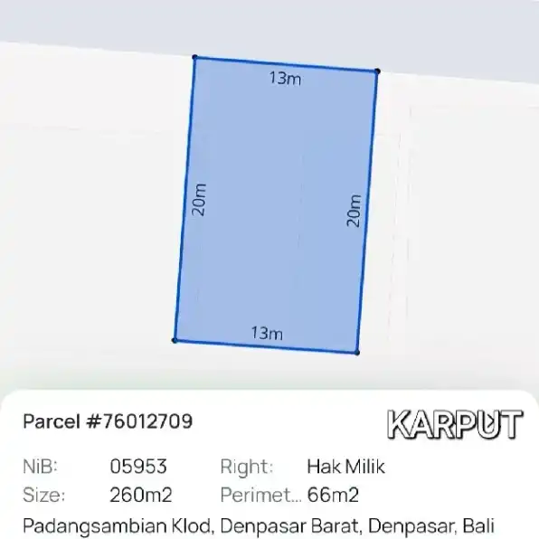 Dijual 2,6 are, Jl. Griya Abasan Gn. Patas Padangsambian Klod Denpasar