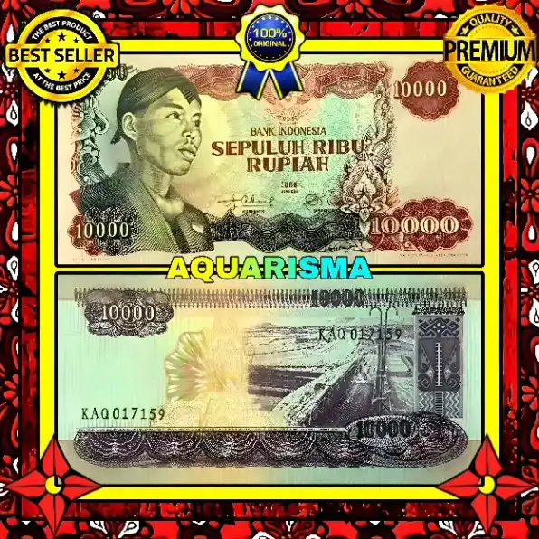 1 LEMBAR SOUVENIR UANG KUNO 10000 RUPIAH SUDIRMAN TAHUN 1968 GOOD QUALITY