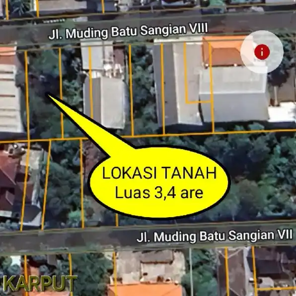 Dijual 3,4 are, Jl. Muding Batu Sangian Kerobokan Kaja Gatsu Barat Kuta Utara