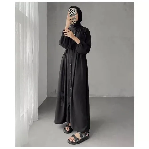 LOCA DRESS GAMIS FULL KANCING CRINKLE AIRFLOW LD 110 // GAMIS MUSLIMAH TERBARU REMAJA // LOCA DRESS