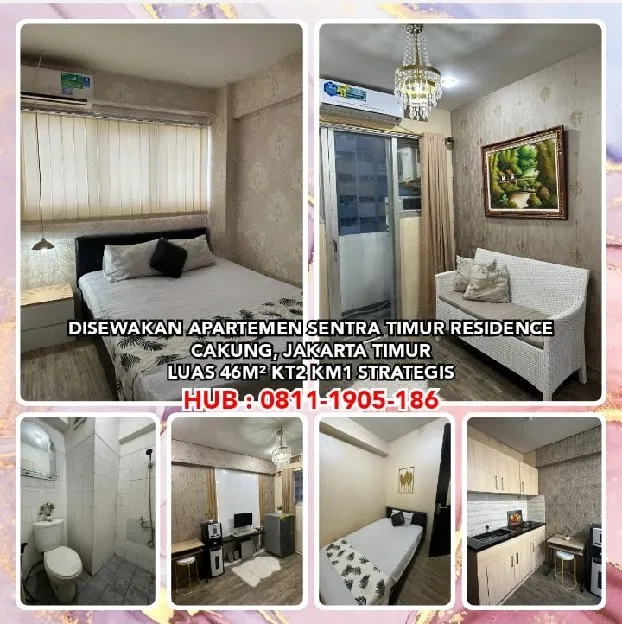 DISEWAKAN APARTEMEN SENTRA TIMUR RESIDENCE, CAKUNG JAKARTA TIMUR.L:46M² KT2 KM1. H: 08111905186* 