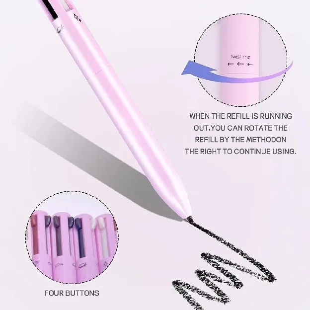 4-in-1 Makeup Pen Touch Up Pen Makeup Eyebrow Pencil Eyeliner Brow Liner Lip Liner & Highlighter Tah