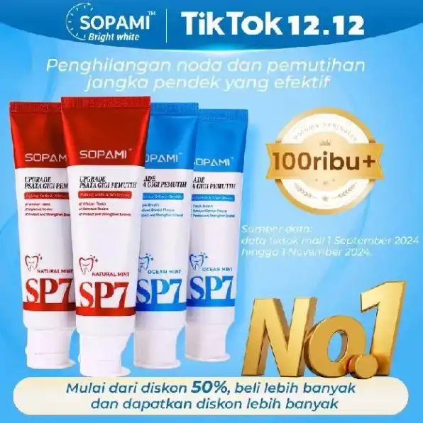 100% ASLI | SOPAMI Pemutih Gigi No.1 SP7 untuk Kesehatan Mulut dan Gusi Pasta Gigi Probiotik Nafas