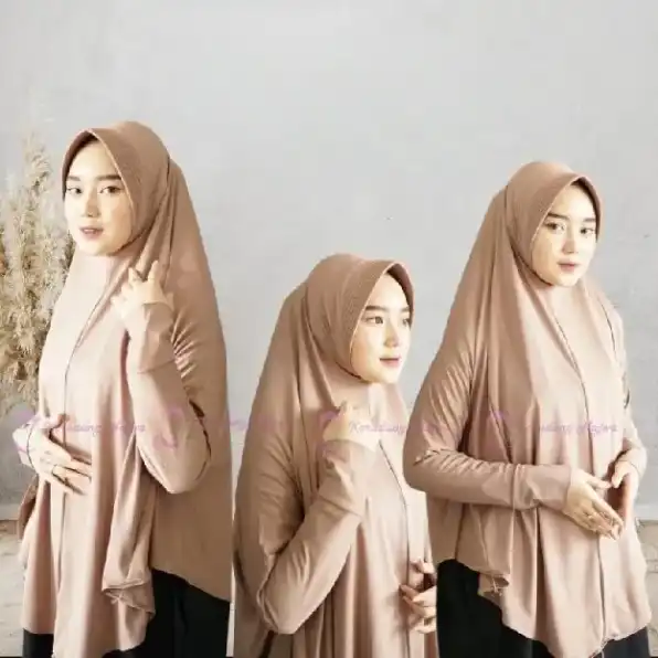 Kerudung Lengan Polos ANJANI KHALISSA Hijab Bergo Tangan Panjang Jilbab Lengan Instan Jumbo Jersey