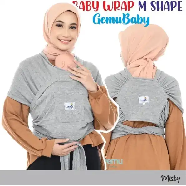 Gendongan Bayi Depan M Shape Baby Wrap 3in1 Geos Baby Instan Premium with Sash Belt Warna Soft