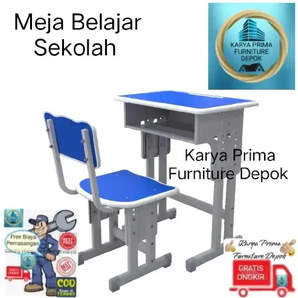 Meja Belajar Sekolah cocok untuk SD, SMP kuat dan awet 680rb free ongkir free biaya pemasangan COD 