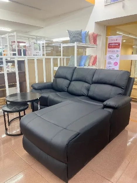 Selma Liverton Sofa L Recliner Kulit - Hitam