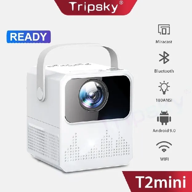 Android Proyektor T2mini Ram 2GB Built-in Speaker Smart projector Android 9.0 5G WiFi 4K Home Projec