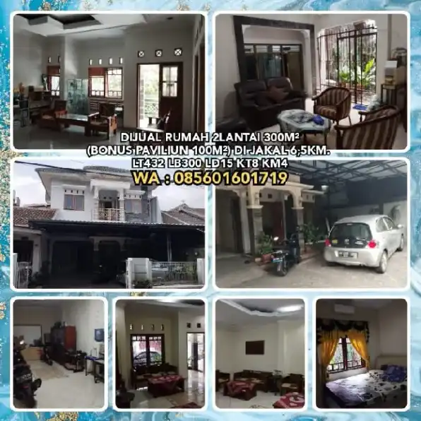 DIJUAL RUMAH 2LANTAI 300M² (BONUS PAVILIUN 100M²) DI JAKAL 6,5KM. LT432 LB300 LD15 KT8 KM4.