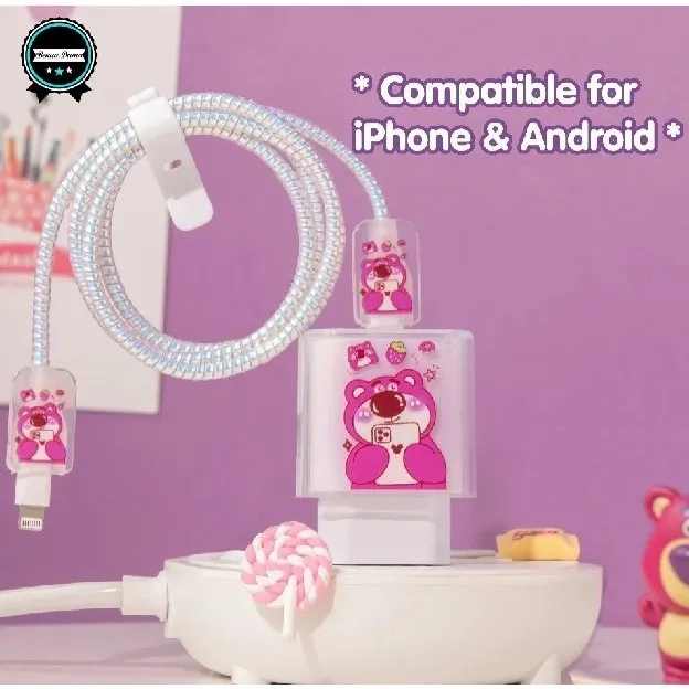 CUTE - SET PAKET COVER PELINDUNG KEPALA & KABEL CHARGER SPIRAL / CABLE SET PROTECTOR - COMPATIBLE