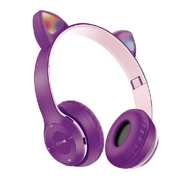 Bluetooth Headphone Headset Gaming Cat Ears Wireless Bluetooth Led Light Super Bass Stereo