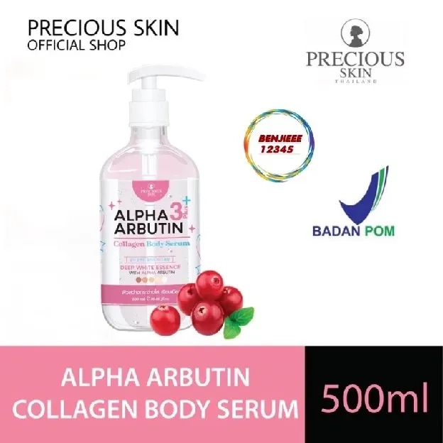 Precious Skin Alpha Arbutin Body Serum 500ml Collagen 3plus 10x whitening booster 3+ preciousskin th