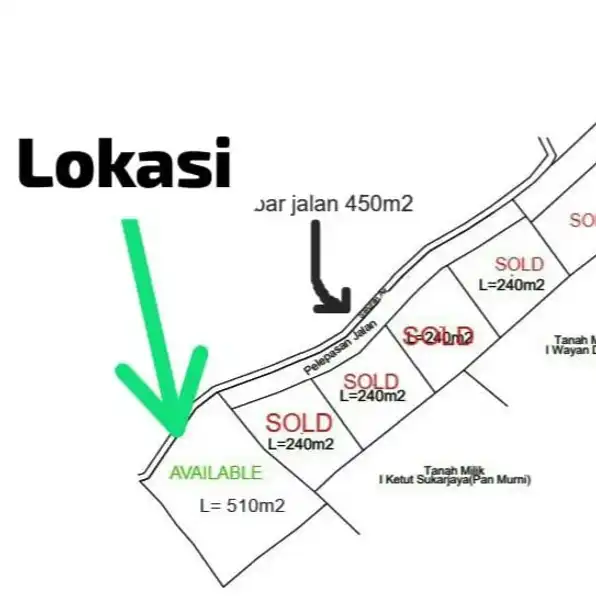 Dijual 12 are, Jl. Bypass Tanah LOT Beraban Kediri Tabanan