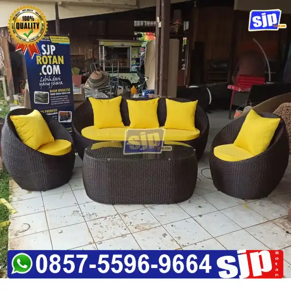 sofa gentong rotan sintetis