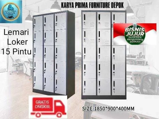 Lemari Loker Besi 15 Pintu kuat dan awet spesial 2.700.000  free ongkir free biaya pemasangan COD.