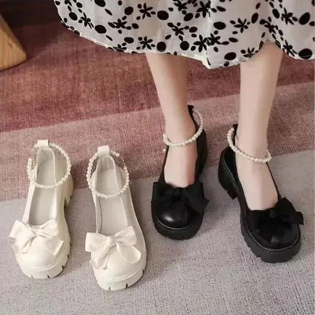 Marry jane Plat Form Shoes Wanita Sepatu Docmart Kasual Korean Style Mutiara