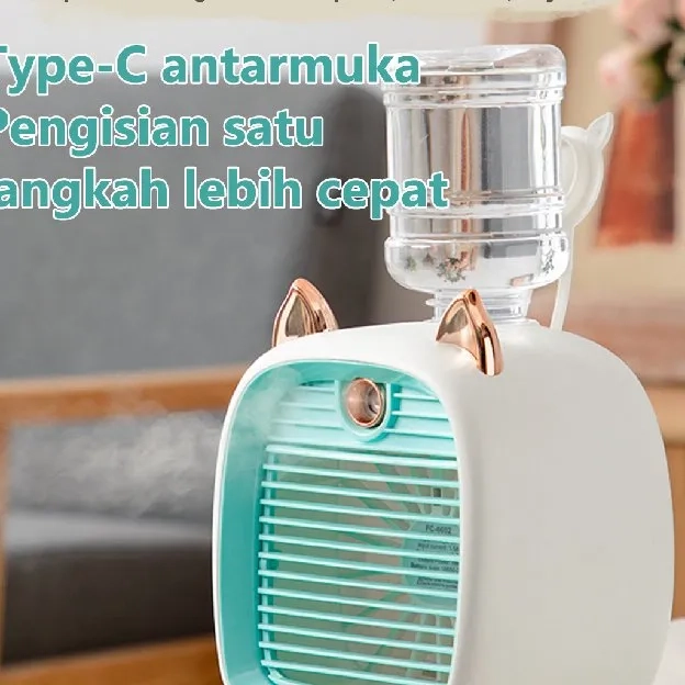 Little fox Portable Fan，USB Air Cooler Mini AC Cooler Portable AC Energy Fan Cooler Semprot Multifun