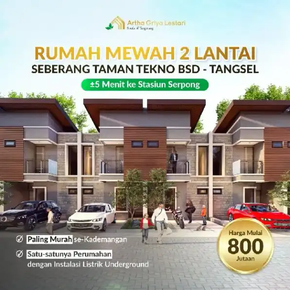 rumah cluster baru disebrang taman tekno bsd tanpa DP 0%