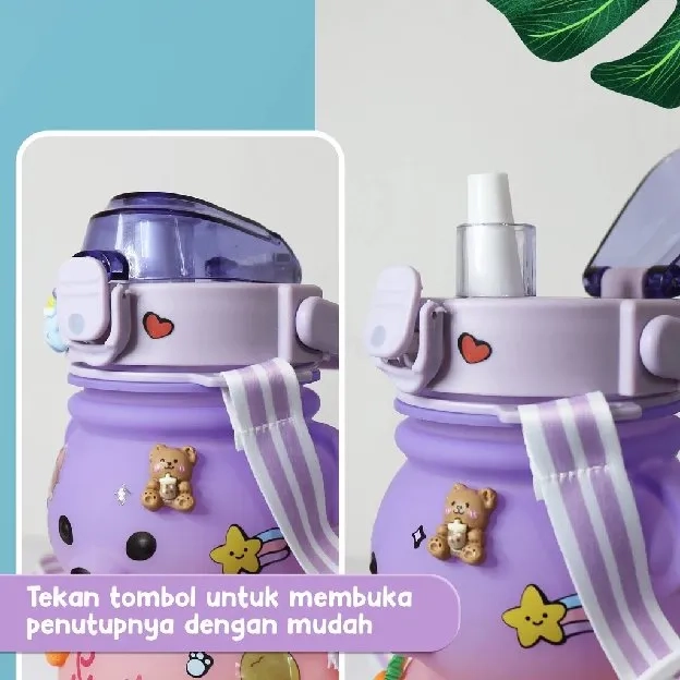 Botol Minum 1100ML / Free Sticker 2D & 3D / Viral Murah Warna Bottle Bentuk Boneka