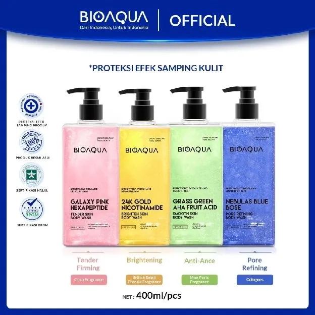 BIOAQUA Whitening Body Wash Sabun Mandi Cair 400ml Sabun Mandi Wangi Tahan Lama Wangi Tahan 24 Jam P