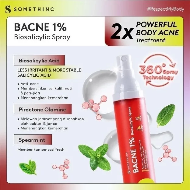 SOMETHINC Bacne 1% Biosalicylic Spray - Spray Jerawat Badan & Jerawat Punggung