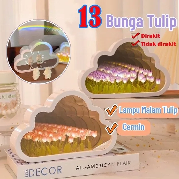 Tulip Malam Lampu Led Kamar Tidur Ins DIY Untuk Dekorasi Hadiah Liburan