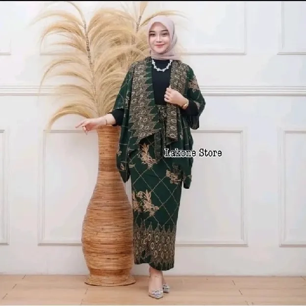 Outfit Kondangan Simpel Setelan Rok Lilit Outer Wanita Terbaru Oneset Kondangan Kekinian