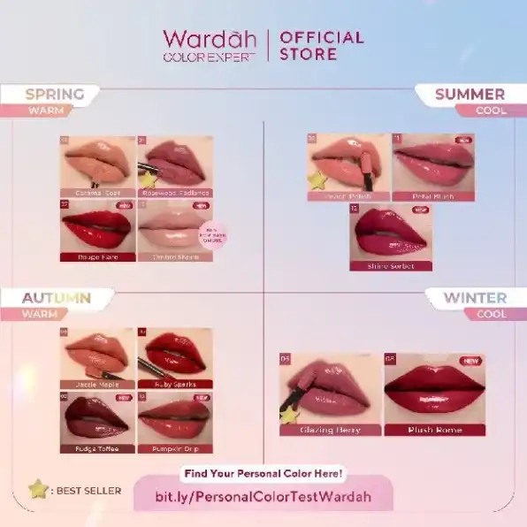 Wardah Glasting Liquid Lip - Hi-Pigmented Glass Color, Ringan, Tidak Lengket, Transferproof