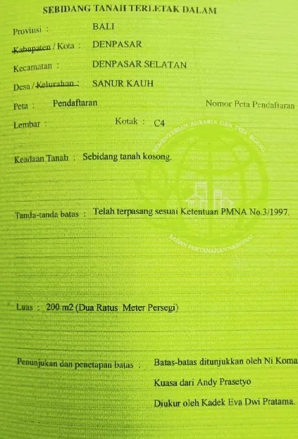 Dujual 2 are, Jl. Batur Sari Gg. Tunjung Sari Sanur Kauh Denpasar