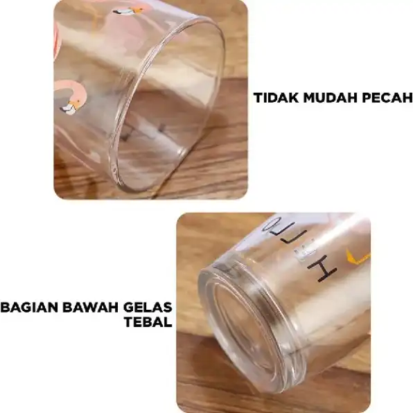 Gelas Tumblr Kaca Bening Gelas Mug Gelas Kaca dengan Tutup Anti Bocor 400ml Botol Minum Kaca Gratis 