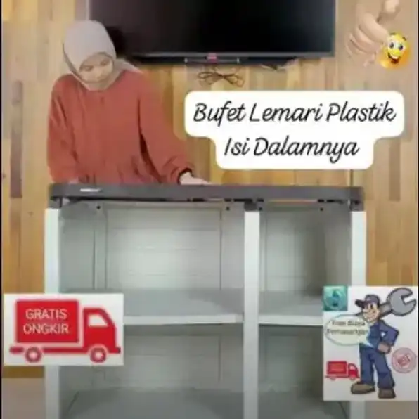 Bufet Lemari Plastik kuat awet baru 750rb free ongkir free biaya pemasangan pembayaran ditempat COD 