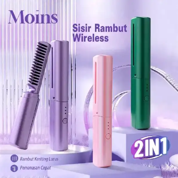 Sisir Pelurus Rambut Listrik 2 In 1 Pelurus Rambut Isi Ulang Pemanas Panas Sisir Pengeriting Styler 