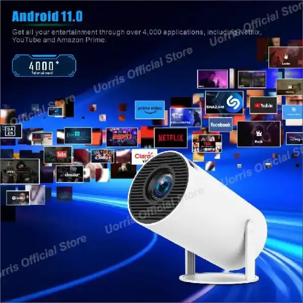 Smart Proyektor Android 11.0 4K UHD WiFi6 Bluetooth 5.0 2GB+16GB