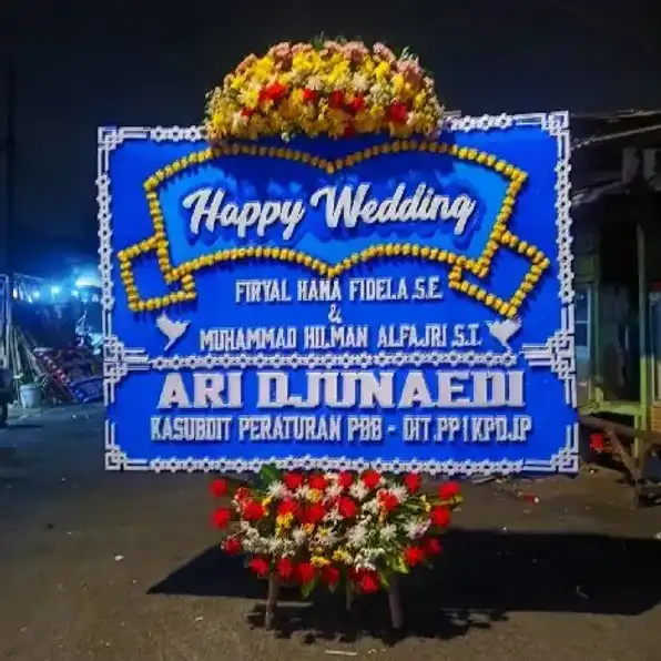 Karangan Bunga Happy wedding Jakarta Selatan 0822-4235-9499 Affan Florist