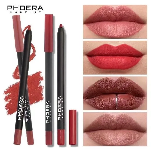 Ampelia Lip Liner Pencil+Lip Gloss 2 in 1 Matte Lip Liner Pencil Natural Lip Makeup Soft Pencils Pre