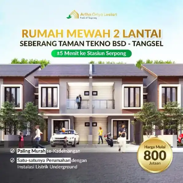 rumah cluster baru disebrang taman tekno bsd tanpa DP 0%