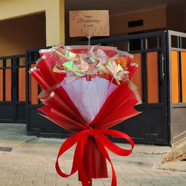 Buket Kupu Kupu Led Bucket bunga Bouquet Wisuda Ulang Tahun