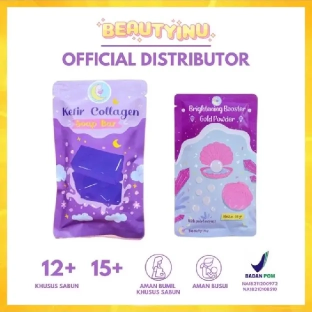 KEFIR COLLAGEN SOAP BAR - BRIGHTENING BOOSTER GOLD POWDER - PEMUTIH BADAN BPOM ORIGINAL