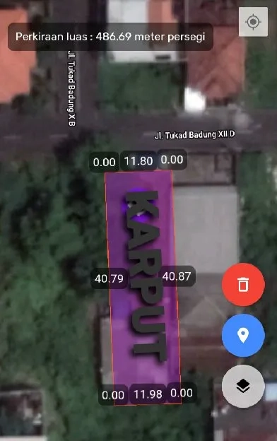 Dijual 4,8 are FREE BANGUNAN, Jl. Tukad Badung Tk. Citarum Panjer Renon Denpasar