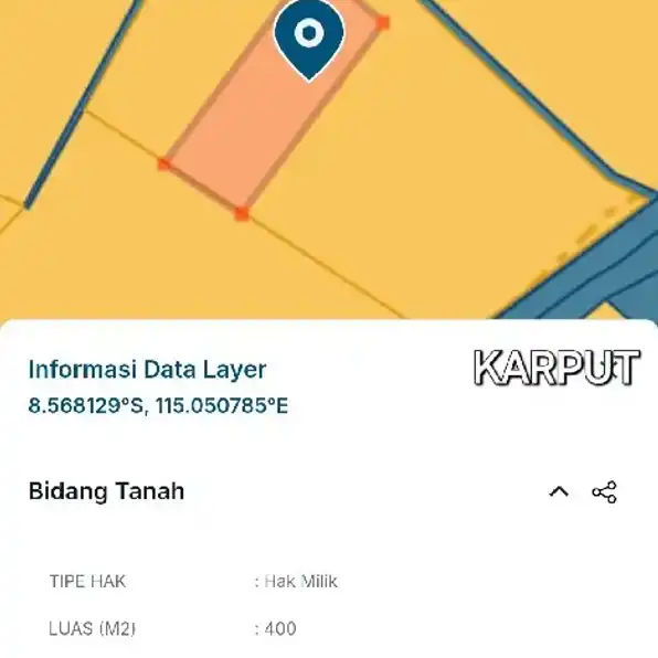 Dijual 4 are, Jl. Pantai Pasut Tibubiu Kerambitan Tabanan