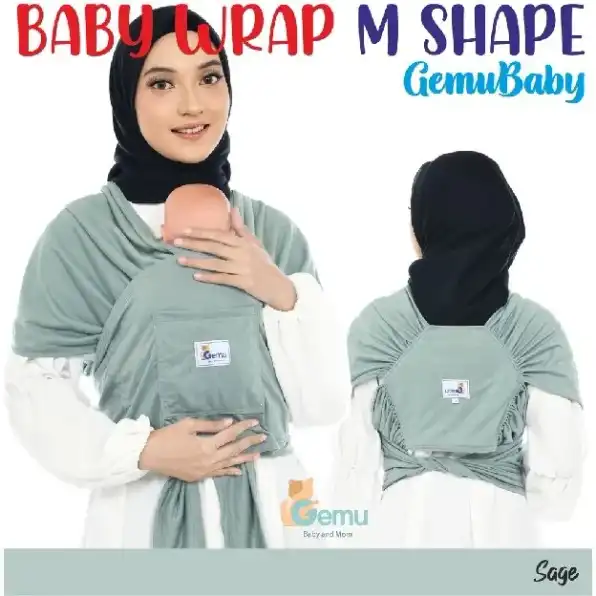 Gendongan Bayi Depan M Shape Baby Wrap 3in1 Geos Baby Instan Premium with Sash Belt Warna Soft