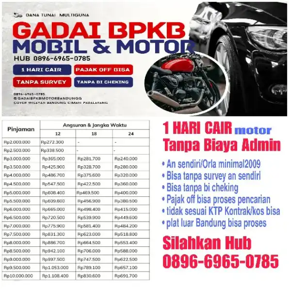 gadai BPKB motor Bandung tanpa survey tanpa bi cheking terdekat