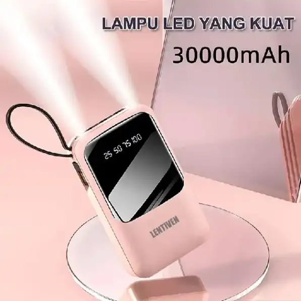 Powerbank 30000mAh Mini With 4 Kabel Data Usb Fast Charging