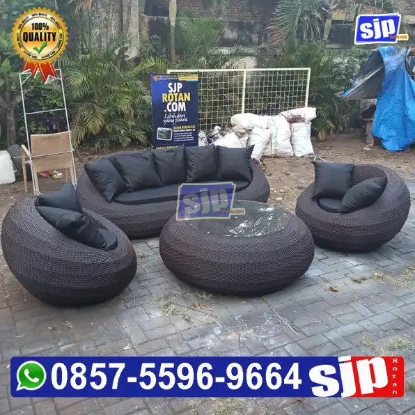 sofa bulat big size rotan sintetis