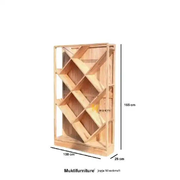 Rak Buku Premium Kayu Jati Estetik Ukuran 100x25x165 cm, Bookshelve Teak Wood Aesthetic