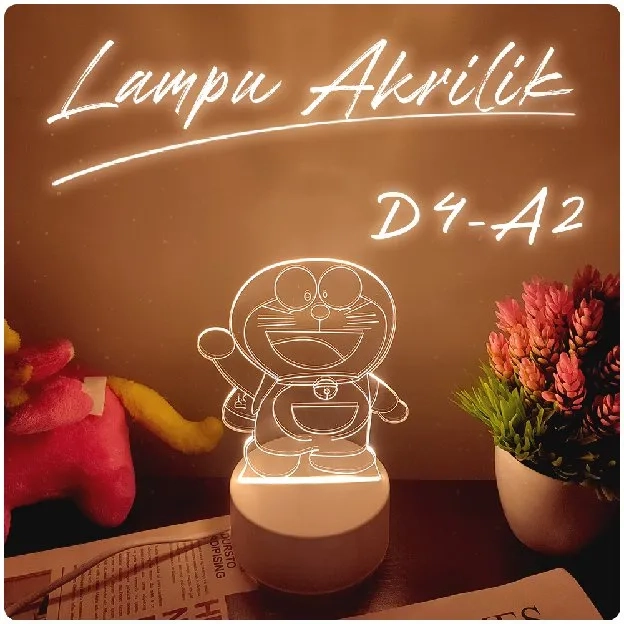 Lampu Tidur Akrilik Lampu Hias Meja Lampu Hias 3D nyala Lampu Pajang akrilik 3 warna