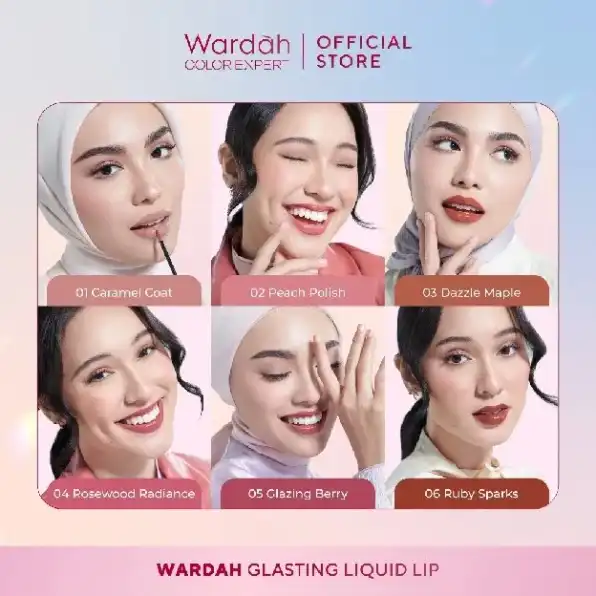 Wardah Glasting Liquid Lip - Hi-Pigmented Glass Color, Ringan, Tidak Lengket, Transferproof