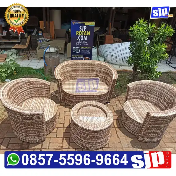 jual sofa rotan sintetis hamispir