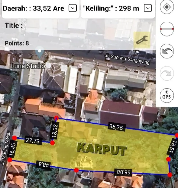 Dijual 33,52 are, Jl. Muding Mekar Kerobokan Kaja POLTABES Kuta Utara