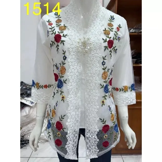 kebaya  rompi organdi alexuez premium brukat /kebaya encim bordir /kebaya alexuez/lamodisfashion